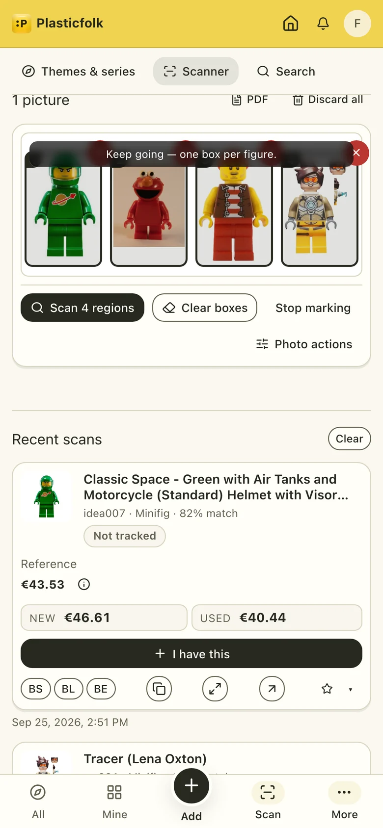 Multiple figures in the mobile scanner with drawn selection boxes